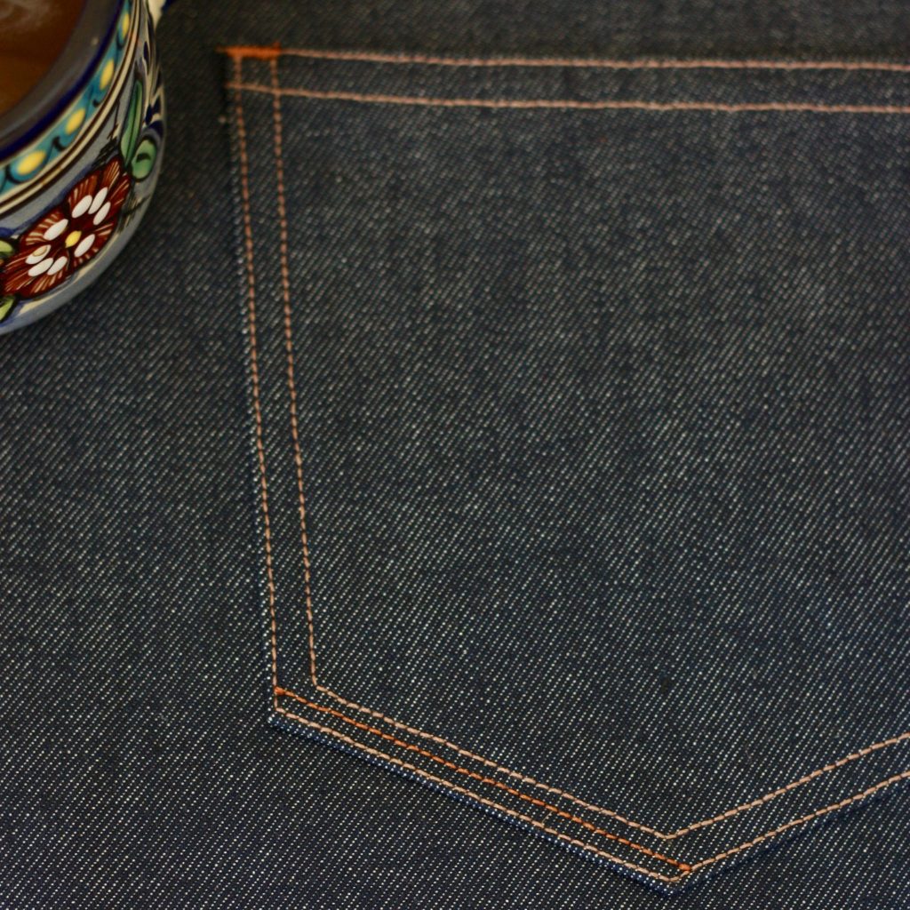 sewing mens jeans back pocket top stitching detail