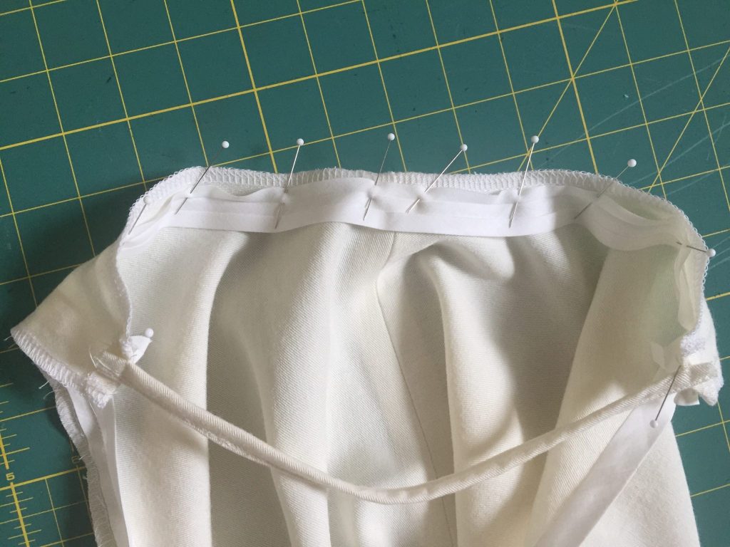 unlined Ogden cami prepared for bias binding - arm holes