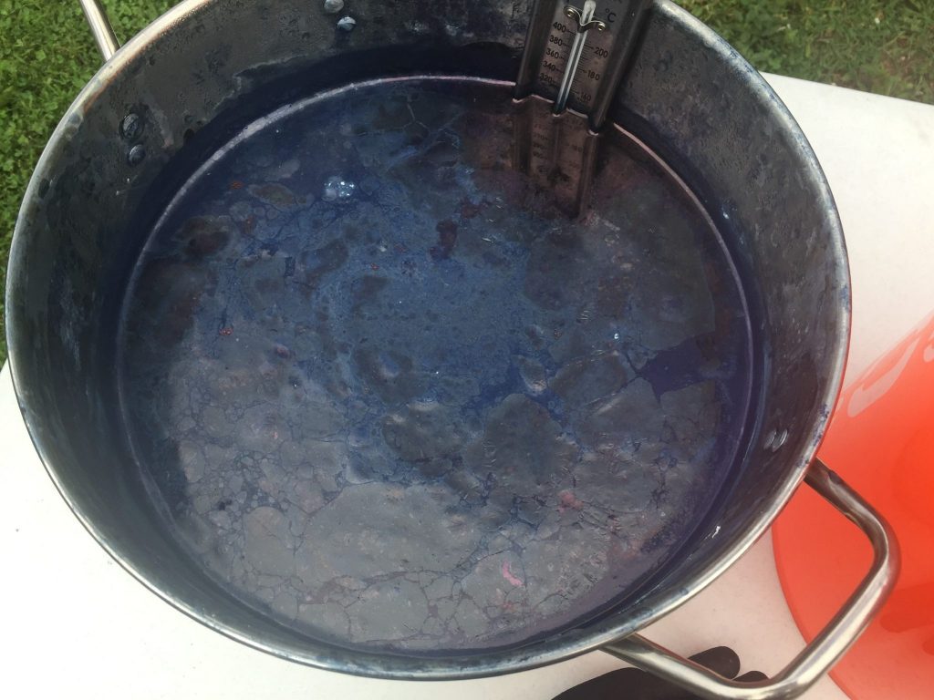 Prepared indigo dye pot, ready for dipping
