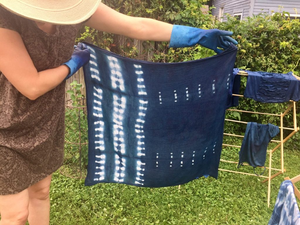 Shibori Indigo Dyed tea towel
