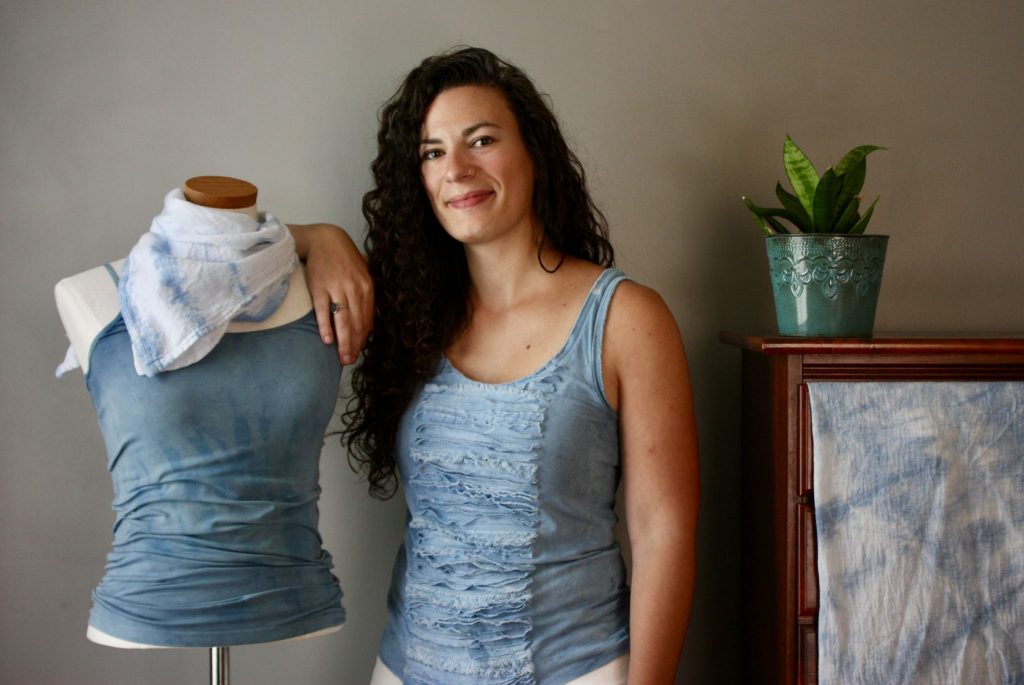 Finished indigo dyed garments and towels